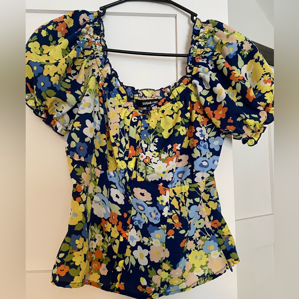 Sugarlips button corset look crop top